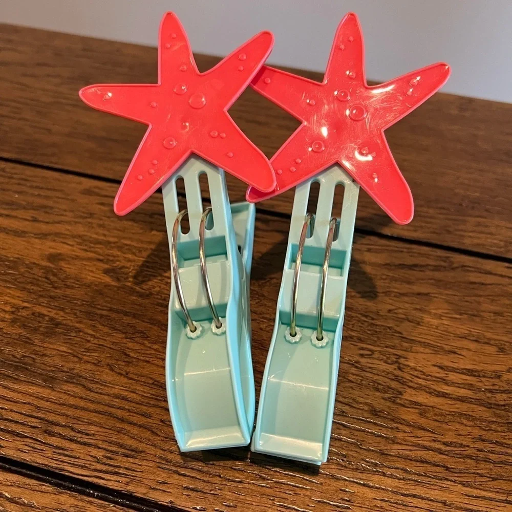 Boca Whimsical Colorful Starfish Beach Towel Clips Keep towels in Place